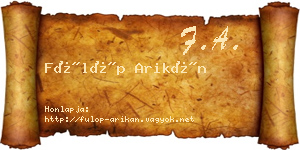 Fülöp Arikán névjegykártya