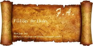 Fülöp Arikán névjegykártya